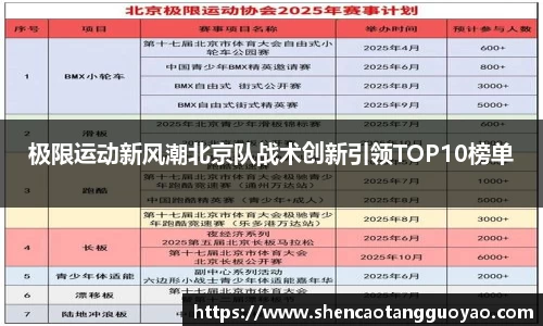 极限运动新风潮北京队战术创新引领TOP10榜单